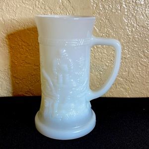 Vintage Federal Glass Milk Glass Beer Stein Mug